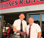  ??  ?? The new Widnes RUFC president, John Loughnane takes the reins