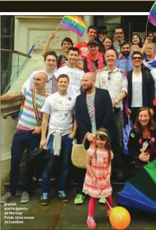  ??  ?? Jewish participan­ts at the Gay Pride 2014 event in London