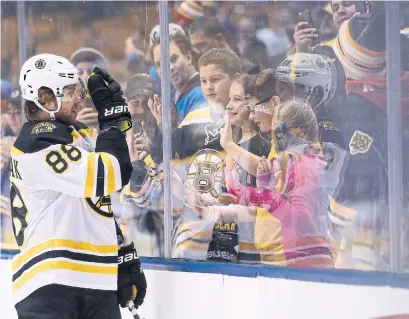  ?? STEVE RUSSELL TORONTO STAR ?? Boston forward David Pastrnak says he keeps in touch with Toronto free agent William Nylander, but they don’t talk contracts.