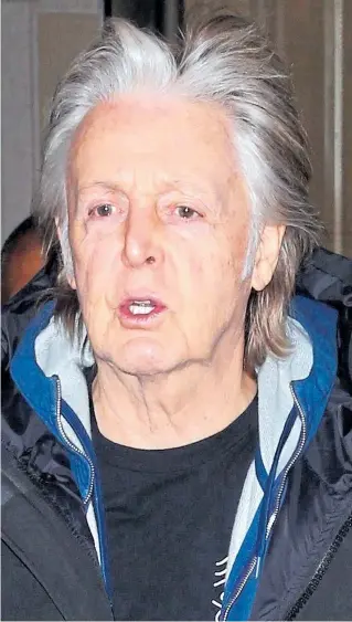  ??  ?? Going natural... Paul McCartney embraced the grey look in New York on Tuesday