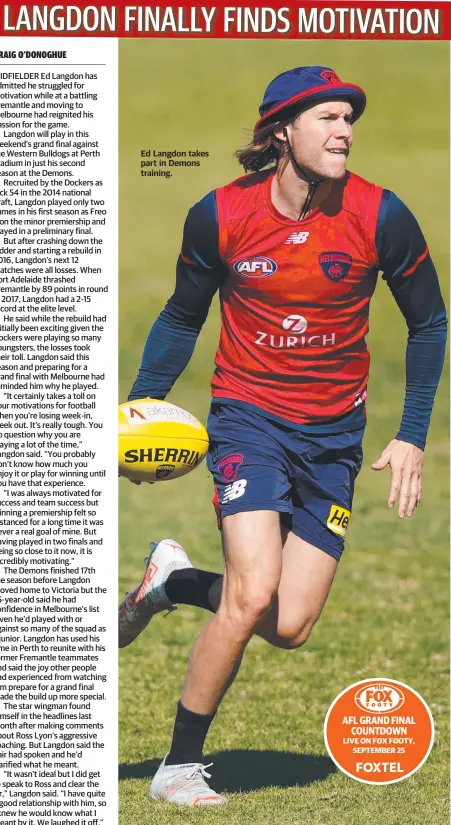  ??  ?? Ed Langdon takes part in Demons training.