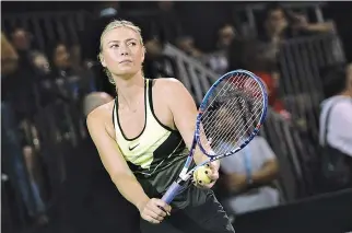  ?? AFP ?? TENNIS STAR Maria Sharapova competes in the World Team Tennis Smash Hits charity tennis event benefiting the Elton John AIDS Foundation at Caesars Palace on Oct. 10, 2016 in Las Vegas, Nevada.