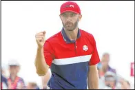  ?? The Associated Press ?? Charlie Neibergall
Dustin Johnson went 5-0 for the week, including a 1-up victory over Paul Casey in Sunday singles at the Ryder Cup.