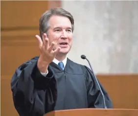  ?? AP ?? Supreme Court Associate Justice Brett Kavanaugh, shown here in August, was sworn in again Thursday during a formal investitur­e ceremony at the court.