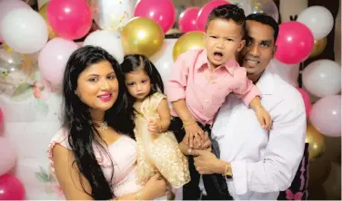  ?? ?? Koshal and Ajay Manieram recently celebrated the first birthday of their daughter, Khiara, with their son, Rahul.