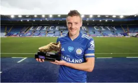  ??  ?? Jamie Vardy has won the golden boot, edging out Pierre-Emerick Aubameyang and Danny Ings. Photograph: Plumb Images/Leicester City FC/Getty Images