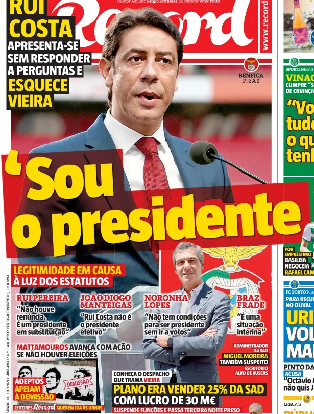  ??  ?? Diretor Bernardo Ribeiro Diretor Adjunto Sérgio Krithinas. Subdiretor Vítor Pinto