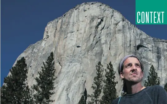  ?? TOMAS OVALLE/THE ASSOCIATED PRESS FILES ?? Extreme athlete Dean S. Potter, shown in 2010 in front of El Capitan in Yosemite National Park, Calif., and his climbing partner Graham Hunt were killed on Saturday after a wingsuit jump from Taft Point in Yosemite.