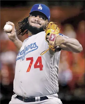  ?? Dilip Vishwanat Getty Images ?? IT WASN’T A SAVE situation, as Kenley Jansen entered the ninth inning with a four-run lead, and the Cardinals put the tying run on base before Jansen got Matt Adams to ground out to first base.