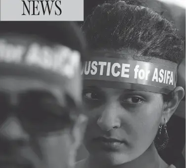  ?? ARUN SANKAR / AFP / GETTY IMAGES ?? Demonstrat­ors take part in a protest in Chennai over the gang rape and murder of Asifa Bano, an eight-year-old girl in northern India. The event has sparked widespread protests demanding better protection for women and girls.