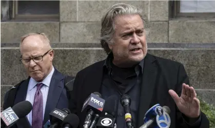  ?? ?? Steve Bannon speaks outside court in New York on 8 September. Photograph: Yuki Iwamura/AP