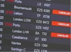  ?? DENIS BALIBOUSE DENIS BALIBOUSE / reuters FILES ?? Flights from Britain are cancelled in Geneva in December, the day after the Swiss government imposed a
10-day quarantine for travellers entering from Britain.