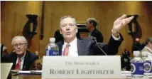  ?? — Reuters ?? US Trade Representa­tive Robert Lighthizer gestures before a Senate Finance Committee confirmati­on hearing in Capitol Hill in Washington.