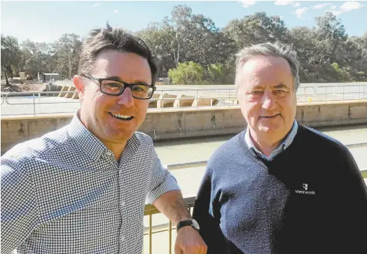  ??  ?? Water Minister David Littleprou­d (left) and interim Murray–Darling Basin inspectorg­eneral Mick Keelty.