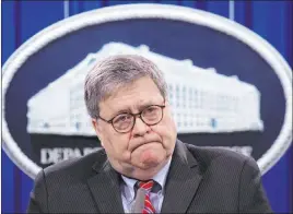  ?? Michael Reynolds The Associated Press ?? Attorney General William Barr said at a news conference Monday that a suspect linked to the 1988 explosion of Pan Am Flight 103 “will be subject to justice for his crimes.”