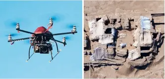  ??  ?? Drone technology helped Ubelmann document Mes Aynak, an ancient Afghan site (right) in safety