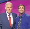  ?? COURTESY OF JASON ZUFFRANIER­I ?? Albuquerqu­e’s Jason Zuffranier­i, with “Jeopardy!” host Alex Trebek, won 19 games during his nearly four-week run.