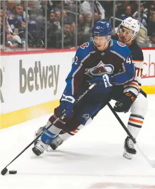  ?? JACK DEMPSEY/AP PHOTO ?? Colorado Avalanche defenceman Josh Manson says he and his father, Oilers assistant coach Dave Manson, have been getting together for some family time while the two teams are in the same city.