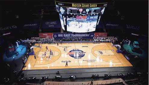  ?? Mary Altaffer / Associated Press ?? St. John’s plays against Seton Hall during the first half of Thursday’s Big East tournament quarterfin­al in New York.