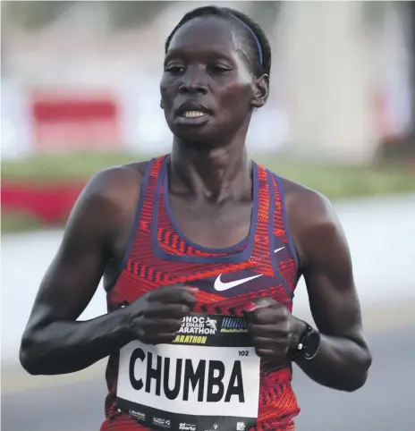  ?? Chris Whiteoak / The National ?? Kenyan-born Eunice Chumba took part in the 2018 and 2019 Adnoc Abu Dhabi marathons