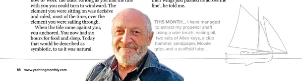  ??  ?? THIS MONTH… I have managed to extract my propellor shaft using a wire brush, easing oil, two sets of Allen keys, a club hammer, sandpaper, Mowle grips and a scaffold tube...