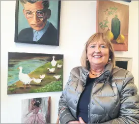  ?? (Pic: Marian Roche) ?? Teddy Kerins from Cahir, proud creator of a painting of ducks by the river. Teddy’s painting, alongside other beautiful works, is now on display at Mitchelsto­wn Library.
