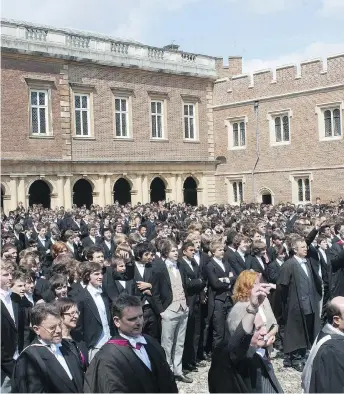  ?? DAVID PARKER / WPA POOL / GETTY IMAGES FILES ?? Eton is one of the oldest and most prestigiou­s private schools in Britain. Many of its graduates have held positions of influence in the U.K. and the school has also produced its share of hucksters and rascals, Guy Walters writers.