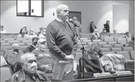  ?? Olivia Morley, File ?? In this December 2020 file photo, Cave Spring Mayor Rob Ware tells the Floyd County school board why the elementary school is such a big part of the town’s community at the first hearing regarding the school closure.