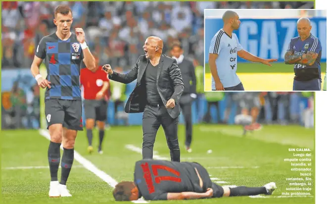  ?? FOTOS: AP ?? SIN CALMA. Luego del empate contra Islandia, el entrenador buscó variantes. Sin embargo, la solución trajo más problemas.