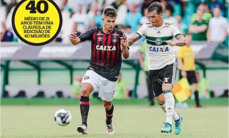  ??  ?? Bruno Guimarães, de 21 anos, é um dos grandes destaques atuais do Athletico Paranaense