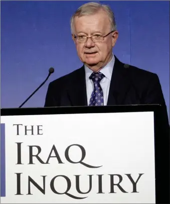  ?? Picture: Jeff J Mitchell/getty ?? Sir John Chilcot presents the Iraq Inquiry Report in July 2016