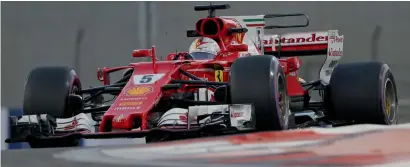  ?? Photo by Ryan Lim ?? Sebastian Vettel driving the (5) Scuderia Ferrari SF70H during practice for the Abu Dhabi F1 Grand Prix on Friday. —