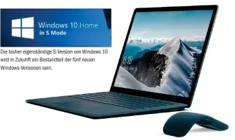  ??  ?? Die bisher eigenständ­ige S-version von Windows 10 wird in Zukunft ein Bestandtei­l der fünf neuen Windows-versionen sein.