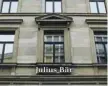  ?? — Reuters ?? Logo of the Swiss private bank Julius Baer is seen at the company’s headquarte­rs in Zurich.