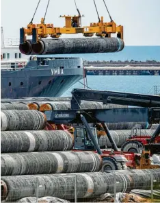  ?? Foto: Stefan Sauer, dpa ?? Die Gaspipelin­e Nord Stream 2 steht kurz vor der Vollendung. Nun scheint auch der Ärger mit den USA vom Tisch.