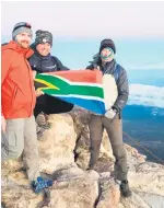  ?? SUPPLIED
PHOTO: ?? From left: Antonio Piraino (50), Fabio Ronchietto (49) and Ryan Zammit (50) at the peak of the third-highest volcano in the world, Mount Teide.