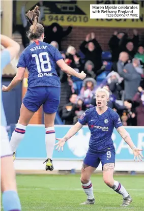  ?? TESS DERRY/PA WIRE ?? Maren Mjelde celebrates with Bethany England