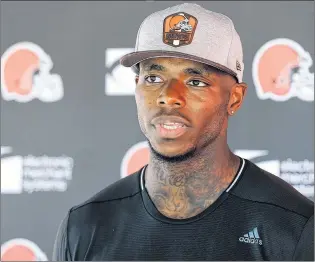  ?? AP PHOTO ?? Cleveland Browns wide receiver Josh Gordon answers questions after Monday’s practice in Berea, Ohio.