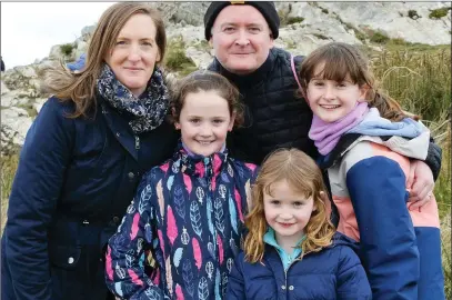  ??  ?? Audrey, Mark, Sophie, Jessica and Lucy Doheny enjoying a walk on Bray Head at the weekend.