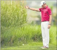  ??  ?? THERE YOU ARE: Dean Burmester reacts during Day 2 of the AfrAsia Bank Mauritius Open at The Heritage Golf Club in Domaine de Bel Ombre, Mauritius yesterday PHOTOGRAPH: GALLO IMAGES