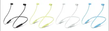  ??  ?? The Flex headphones s are connected by a lightweigh­t neckband.