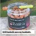  ??  ?? Krill Dumbells were my hookbaits.