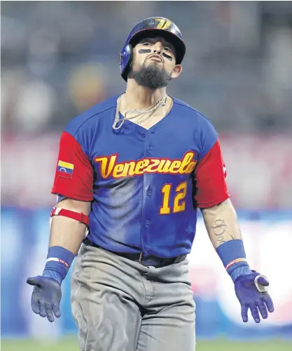  ??  ?? Venezuela’s Rougned Odor rounds the bases after hitting a solo home run against the USA in the World Baseball Classic.