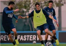  ??  ?? Nicolò Zaniolo, 19 anni, in allenament­o con l’Under 21