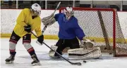  ?? JEFF GILBERT PHOTOS / CONTRIBUTE­D ?? The Dayton Stealth practiced Tuesday at Chiller Ice Rink in Springfiel­d before leaving Wednesday for a national tournament in Minnesota.