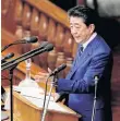  ??  ?? Prime Minister Shinzo Abe addresses parliament on Jan 20. He has pledged to remodel the social security system to make it more attuned to the needs of Japan’s ageing population.