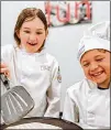  ?? PHOTOS COURTESY OF YOUNG CHEFS ACADEMY ?? Kids can make pancakes (left) at a Young Chefs Academy, where a senior chef (right) might also whip something up to show kids the process.