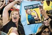  ?? MELINA MARA/THE WASHINGTON POST ?? Democratic presidenti­al nominee Hillary Clinton has embraced the history-making nature of this year’s campaign.