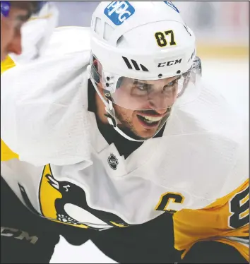  ?? GETTY IMAGES FILES ?? Penguins forward Sidney Crosby has been placed on the NHL's COVID-19 protocol list and did not play on Tuesday night against the Philadelph­ia Flyers.