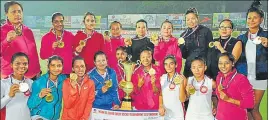  ??  ?? Western Railways team after winning the trophy in the 34th Surjit Hockey Tournament at Jalandhar on Sunday. Western Railways won 21. PARDEEP PANDIT/HT